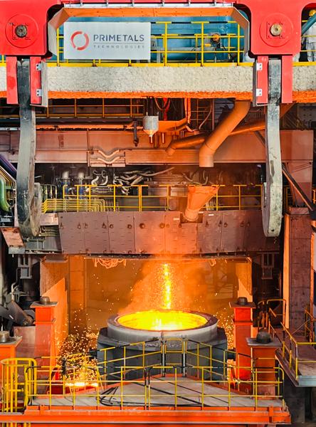 Picture of the first heat at Huaigang’s EAF Quantum supplied by Primetals Technologies.