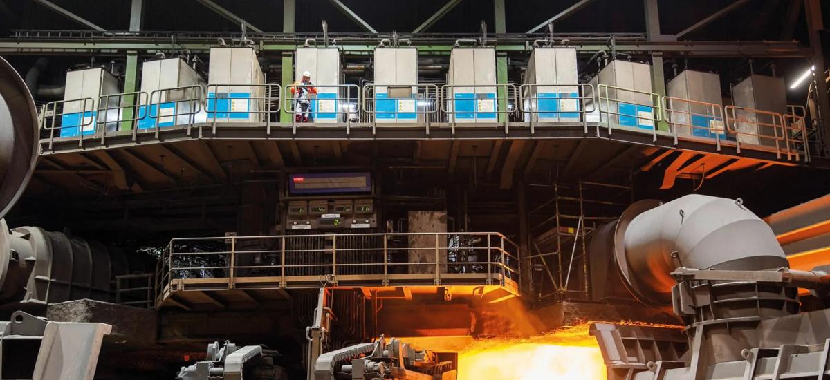 Injection units located above the casting platform at thyssenkrupp’s plant in Duisburg.