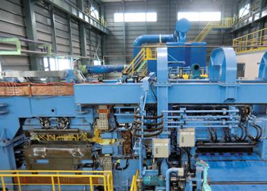 Image of the Cross Seam Welder at the rolling test facility at Primetals Technologies Japan in Hiroshima