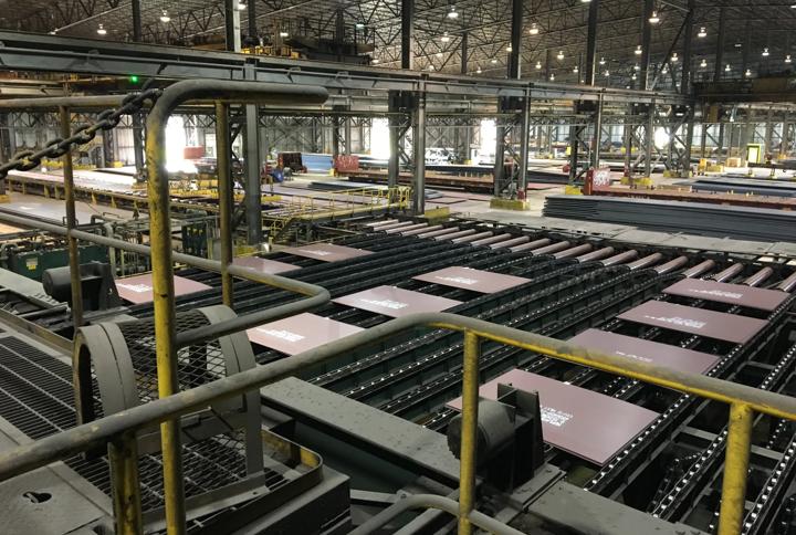 Plates produced on the carbon plate steel mill of Nucor Steel in Cofield, North Carolina,  USA. Nucor has selected Primetals Technologies to upgrade the automation and  drives system in the finishing end of the mill (Photo courtesy Nucor Steel).