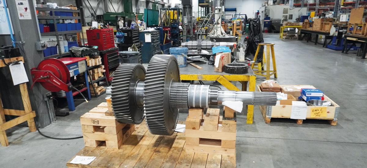 Each year, 40 to 50 of these massive gearbox components are produced through a series of meticulous steps. Despite their rugged design, they are handled with care.
