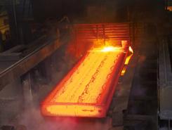 Ultra-thick slab exiting the slab casting segments