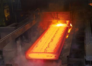 Ultra-thick slab exiting the slab casting segments