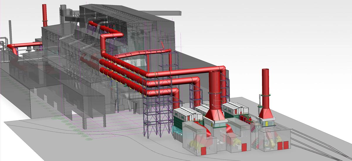 3D-image of secondary dedusting system by Primetals Technologies for MMK, Russia.