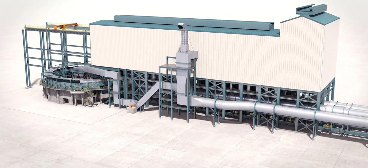 Computer-animated image of the new sinter plant from Primetals Technologies to be supplied to Japanese steel producer JFE Steel Co. (JFE Steel). The new plant will replace the existing sinter plant No. 3 in the Fukuyama works.