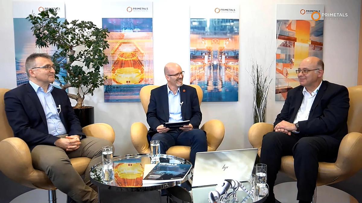 Image of the Pioneers Talk host with Andreas Melcher from Primetals Technologies and Heiner Guschall from SICON Germany