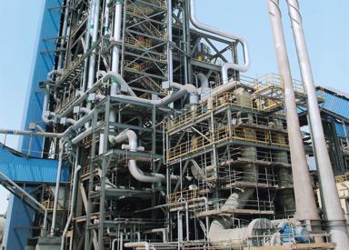 View of the MIDREX reformer tower