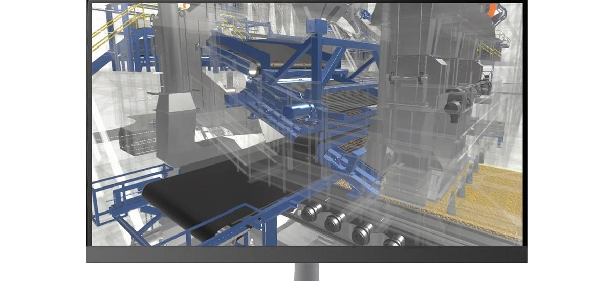Rendering of pellet feed area