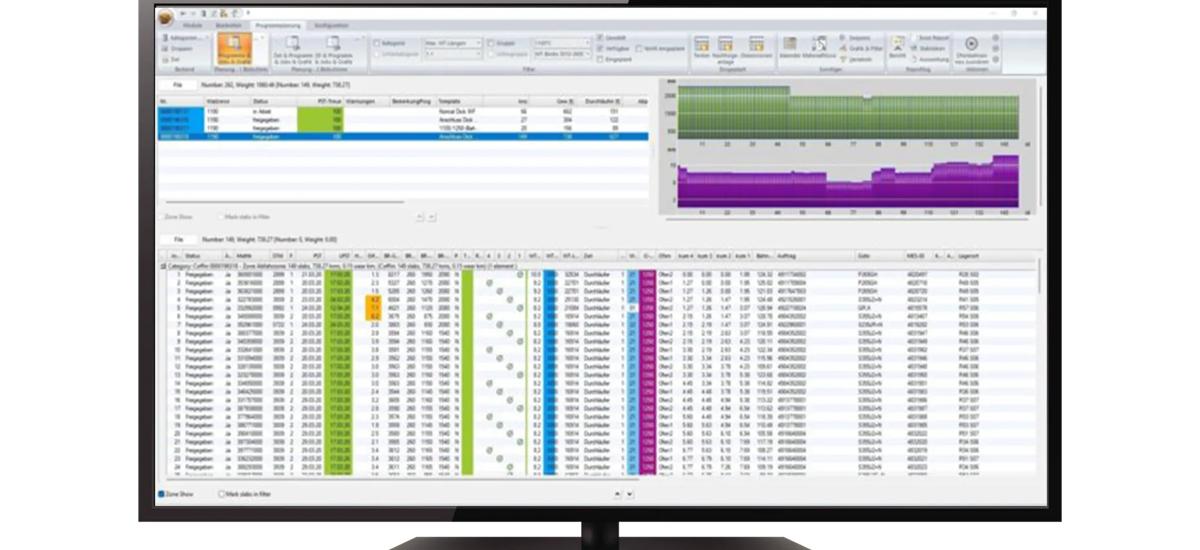 Plate Mill Scheduler HMI screen showing optimized production scheduling and real-time tracking of quality parameters, ensuring efficient workflow and consistent plate quality throughout the manufacturing process.