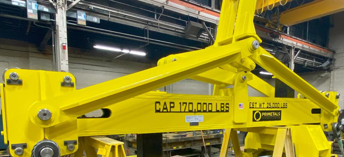 Photo of lifting equipment in a Primetals USA workshop