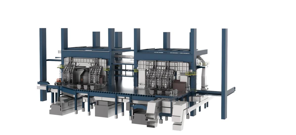 3D Rendering of LD converter (BOF) dedusting system at Dillinger Hütte, Germany