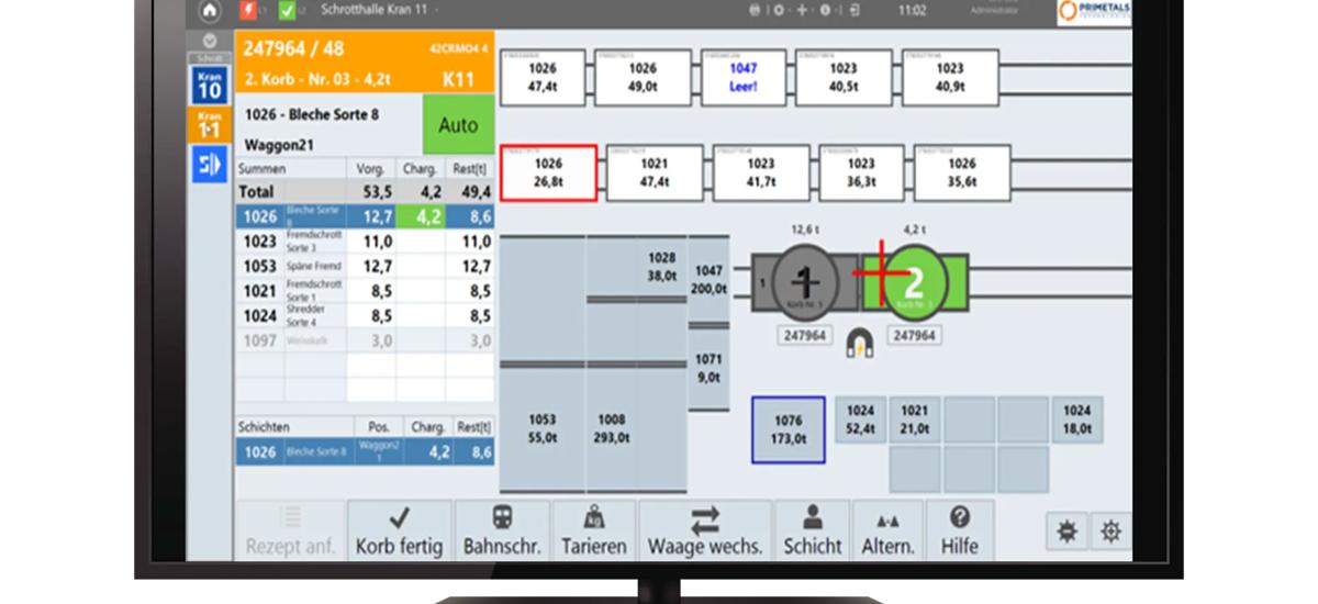 Image of a computer monitor with a screenshot of the Scrap Yard Supervisor software 