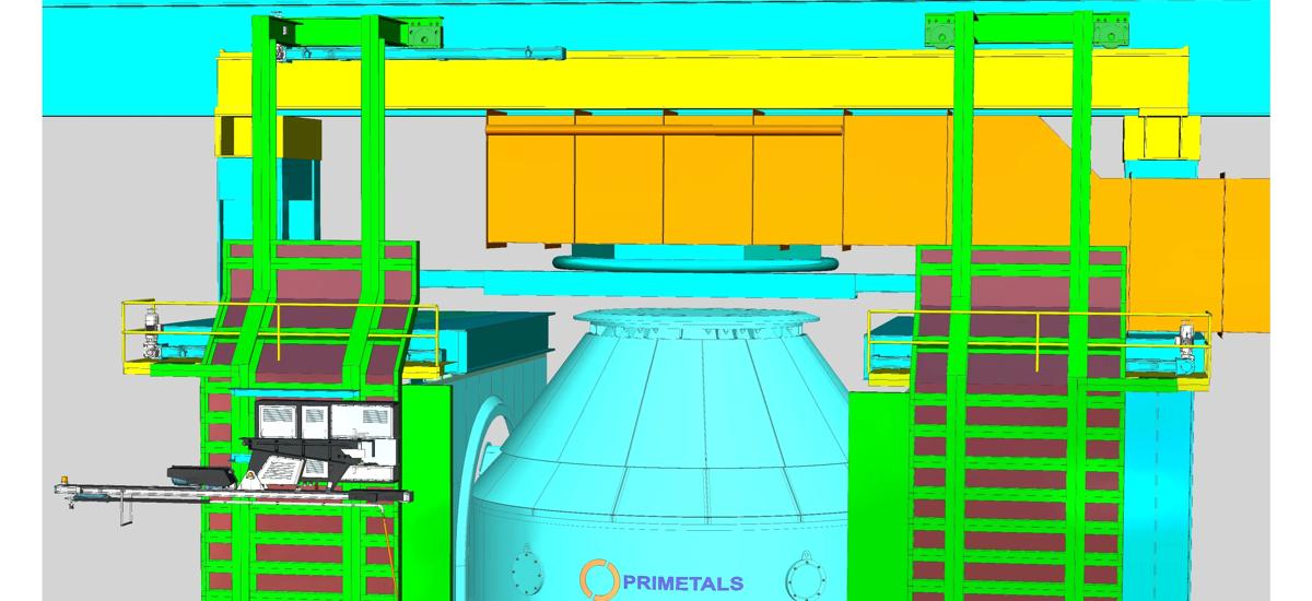 Computer-animated drawing of the LD (BOF) converter supplied by Primetals Technologies to ArcelorMittal