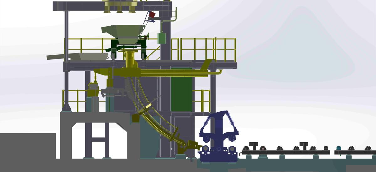 Orissa Metaliks: Section view of three strand billet caster to be supplied by Concast (India)