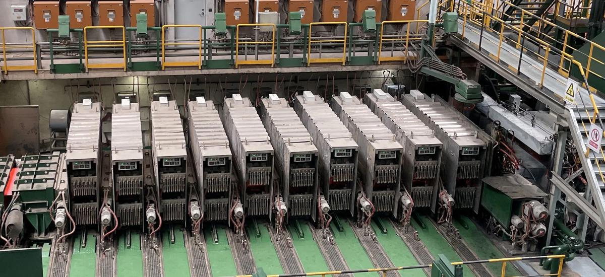 Picture of the 10 meter long inductive heater in the Arvedi ESP