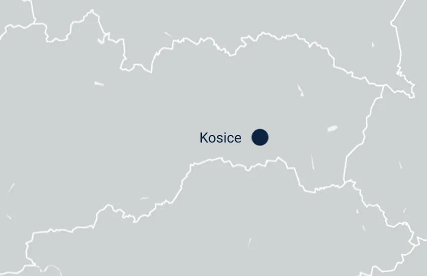 Photo the Map of Slovakia with the Location in Kosice marked.