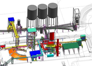  Computer-animated diagram of the Primetals Technologies briquetting plant for recycling waste materials to be supplied to voestalpine Stahl's HBI plant in Corpus Christi, Texas, USA.