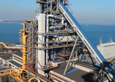 A view of the Finex plant at the Pohan steelworks from POSCO