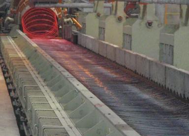 Image of Morgan Stelmor Cooling Conveyor operating with Optimesh system