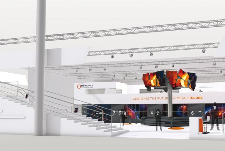 Rendering of the Primetals Technologies exhibition stand at METEC 2015.