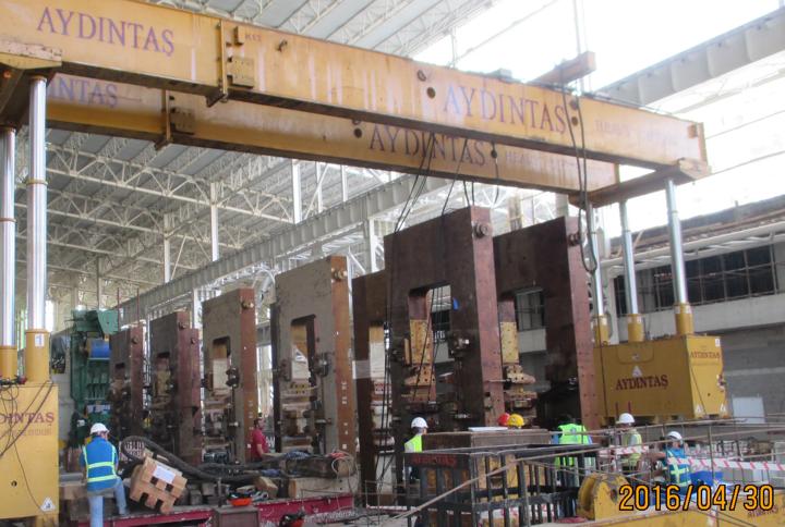 Installation of the 6-high mill stands at Tosyali-Toyo