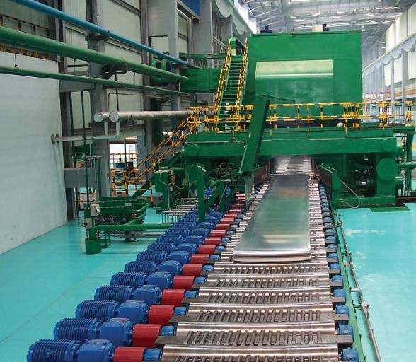 Aluminum Plate exiting an aluminum hot mill