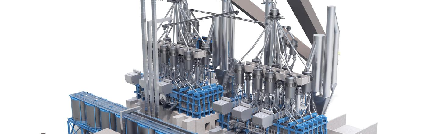 Rendered view of an electric iron ore smelter.