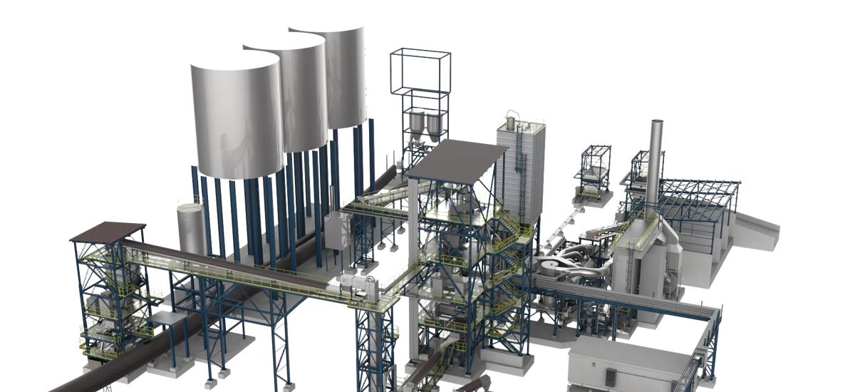 3D Rendering of the fines recycling plant at Corpus Christi in Texas, United States