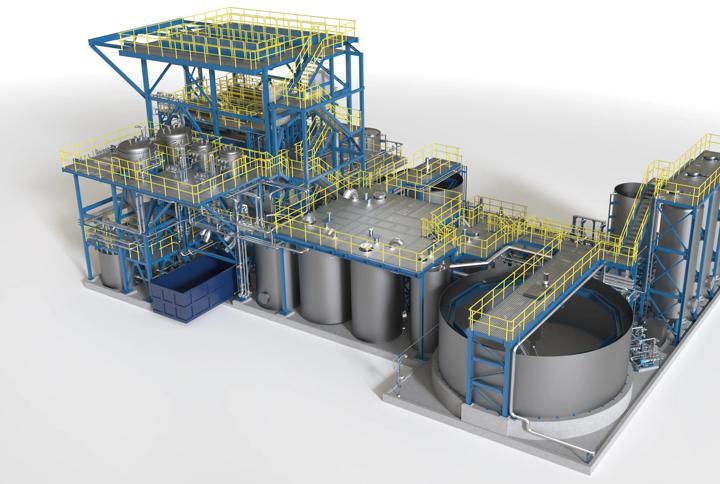 Rendering of an off-gas dust by-product leaching plant. 
