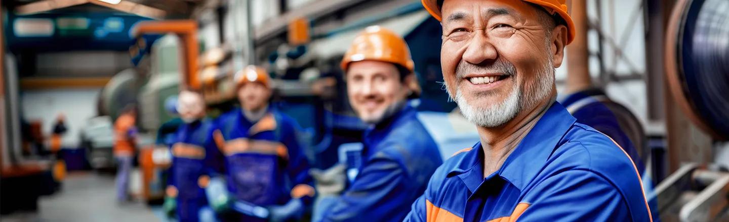 AI-generated images of manufacturing employees