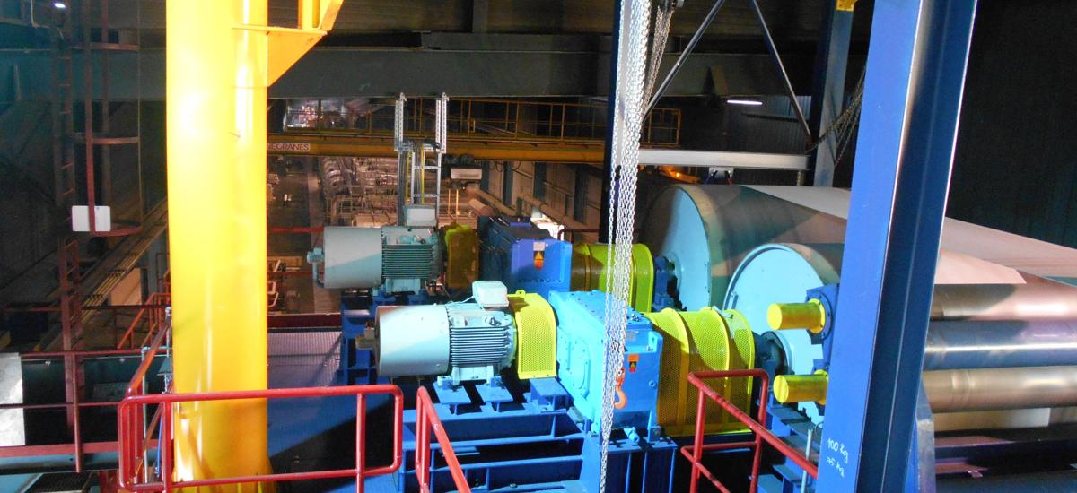 Modernized bridle area of the annealing and pickling line of Aperam in Genk in Belgium which was modernized by Primetals Technologies.