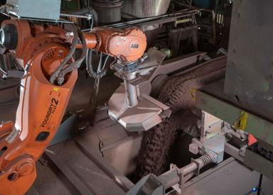 A robot system allows for continuous monitoring of raw-mix properties.