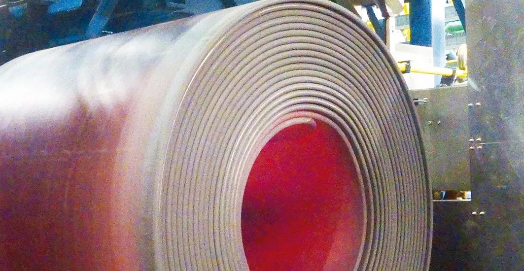 API X80 pipe-grade coil product with a thickness of 25.4 mm (1 inch) and a width of 1,900 mm (75 inches)