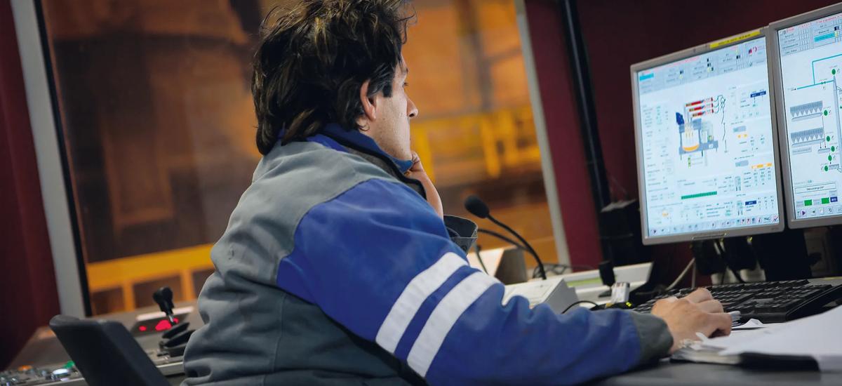 Operator in a steel plant pulpit