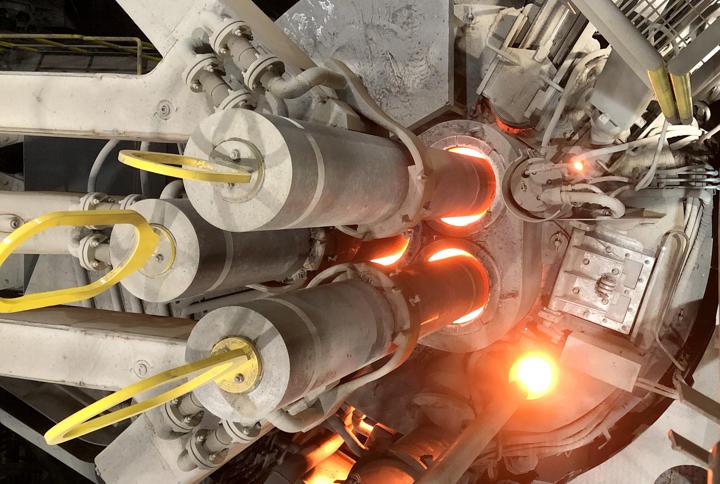 Electric arc furnace operated by Gerdau Special Steel North America at the company’s electric steel plant in Monroe, Michigan, USA. (photo: Gerdau Special Steel North America).