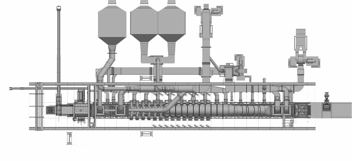 Detailed view of a pelletizing plant – 3D design