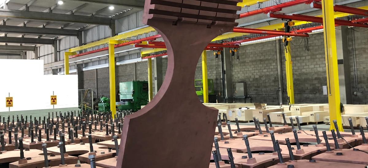 Blast furnace copper stave with cut out for the Tuyeres