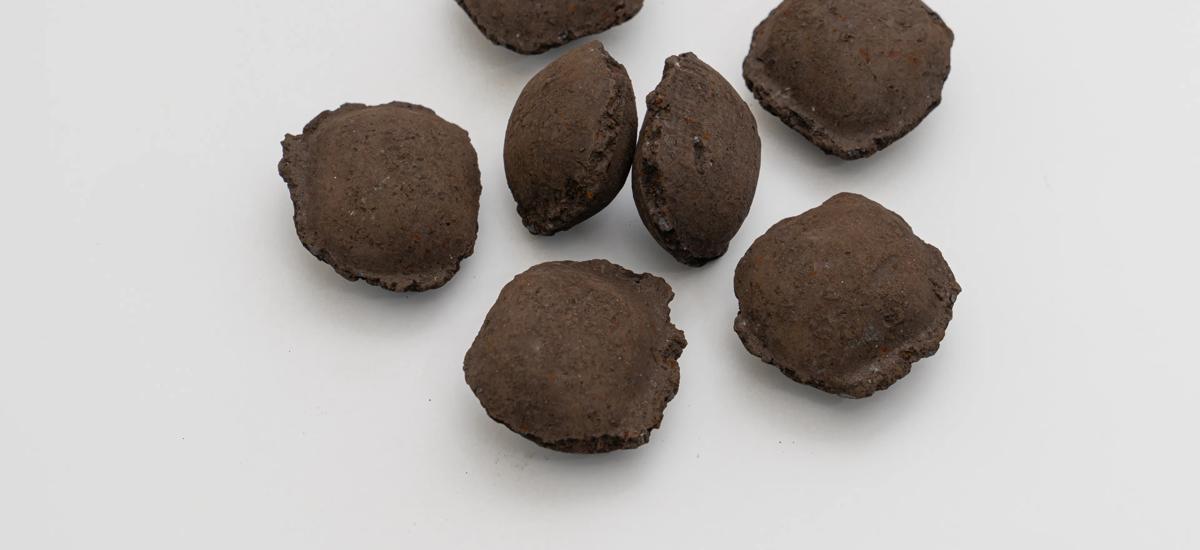 Pillow-shaped briquettes of fines recycling plant