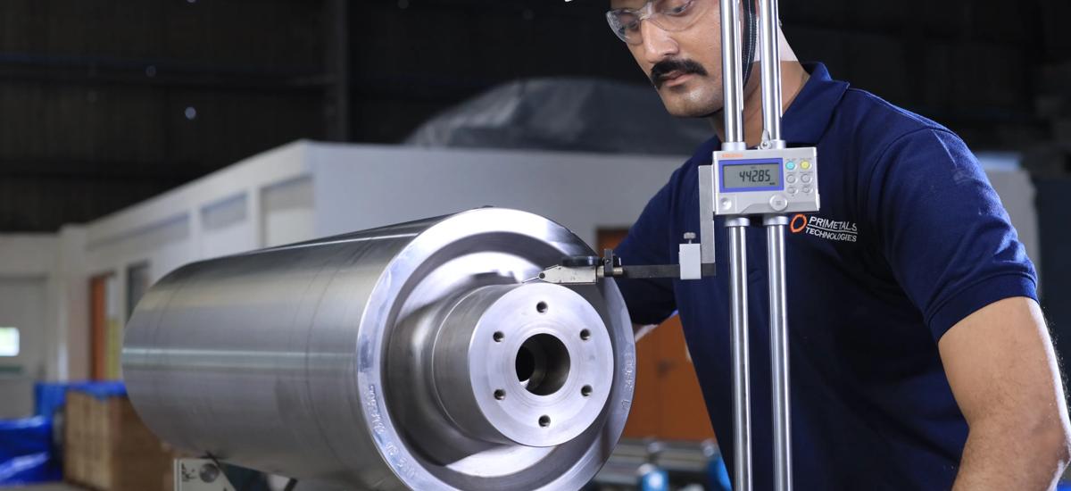 Photo of continuous caster roll maintenance