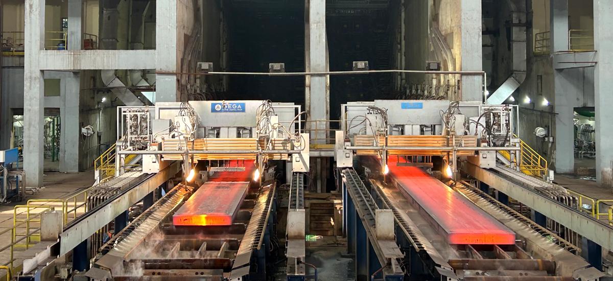 One of the two 2-strand continuous slab casters at JVML in Toranagallu. 