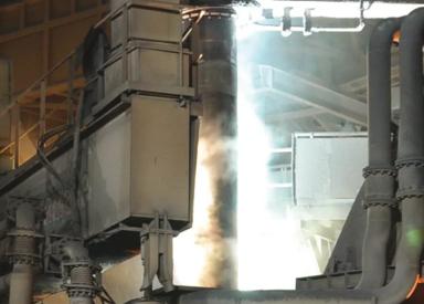 DC electric arc furnace with fin type anode