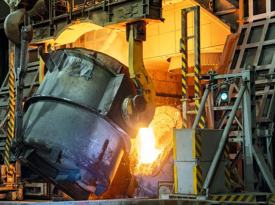 AOD converter in operation at Aperam's steel plant in Genk, Belgium