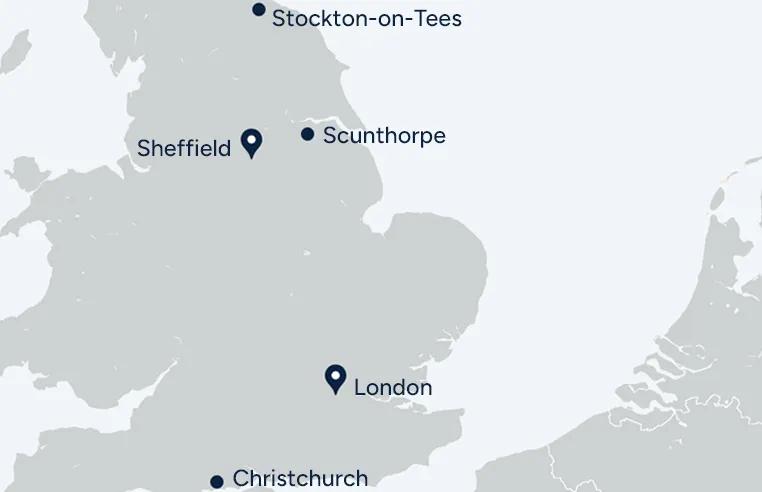 Locations of Primetals Technologies in the UK
