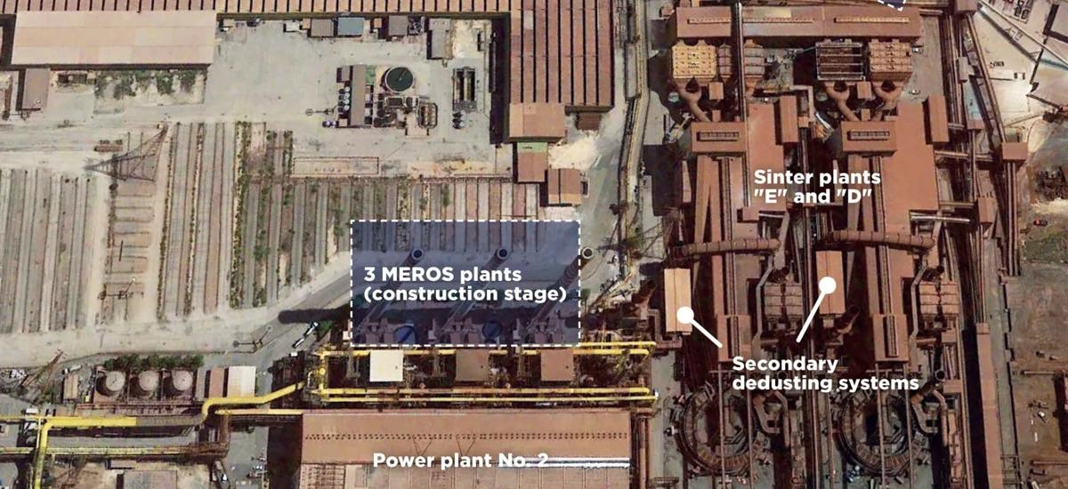 Overview of the section of Acciaierie d’Italia’s Taranto plant in which seven MEROS plants are being implemented. The secondary dedusting systems were installed in 2018, and the first two MEROS units (upper right of photo) commenced operation in late 2021.
