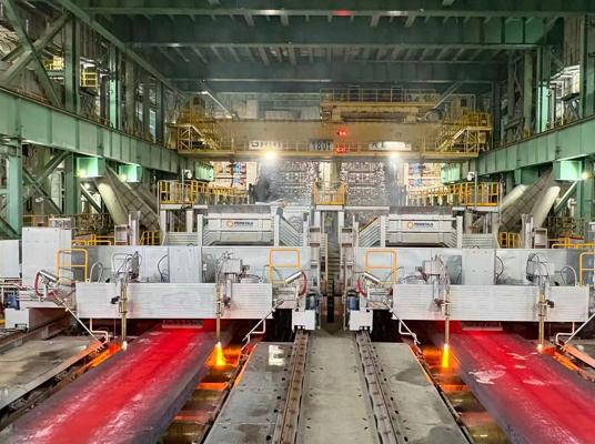 Baosteel’s new ultra-thick slab caster from Primetals Technologies can produce slabs up to 460 millimeters thick. 