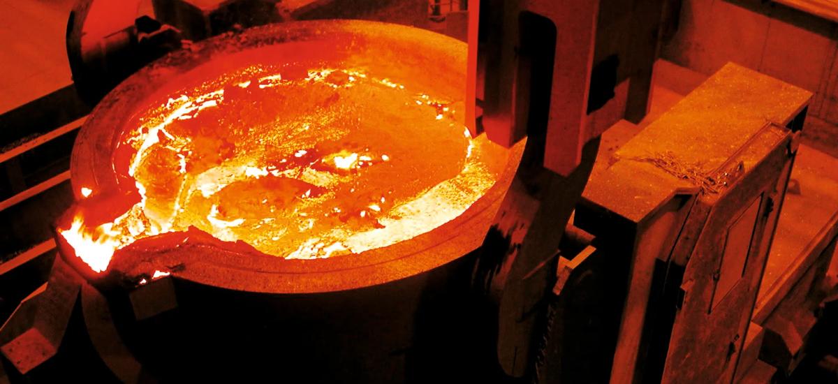 Hot steel in a ladle