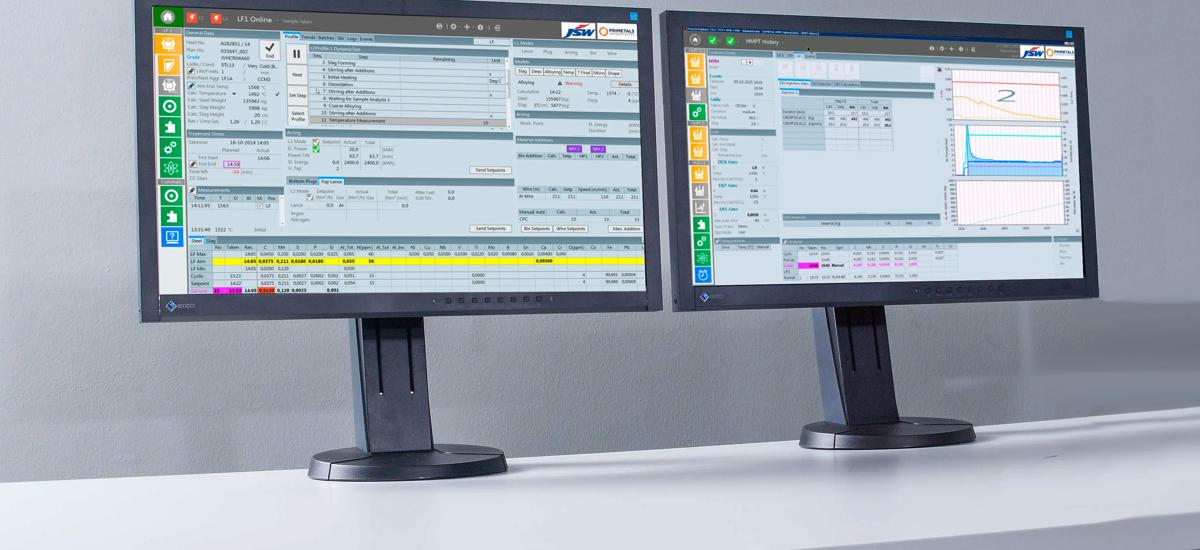 Example of operator displays installed at steel works SMS-1 and SMS-2 at JSW Steel in Vijayanagar, India