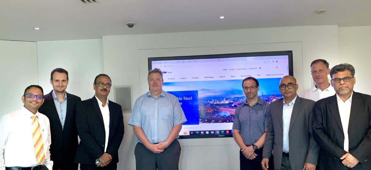 Representatives from JSW and Primetals Technologies during the contract signing meeting. JSW Steel U.S.A. has been a long-time customer of Primetals Technologies and the new agreement is an extension of the business relationship between the two companies.