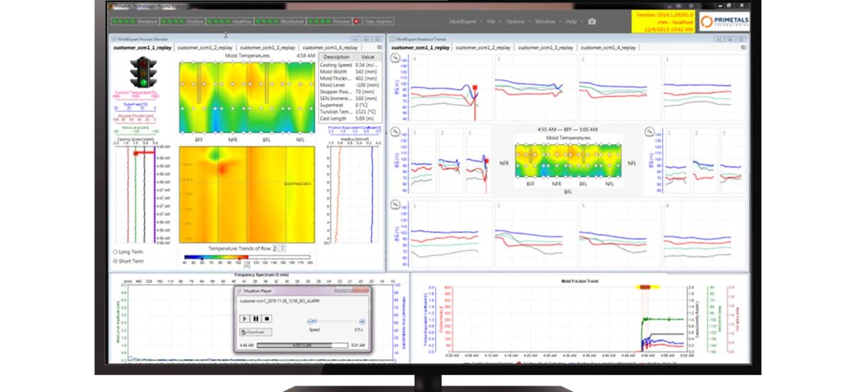 Monitor with screen of software Mold Expert Thermocouple 