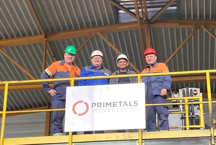 Representatives of BGH Edelstahl and Primetals Technologies at the roughing mill in Freital, Germany. 